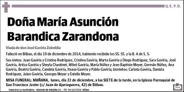 BARANDICA ZARANDONA,MARIA ASUNCION