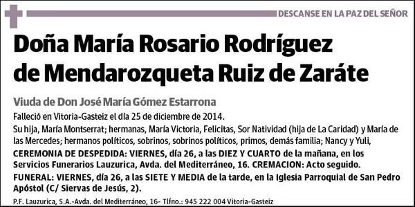 RODRIGUEZ DE MENDAROZQUETA RUIZ DE ZARATE,MARIA ROSARIO