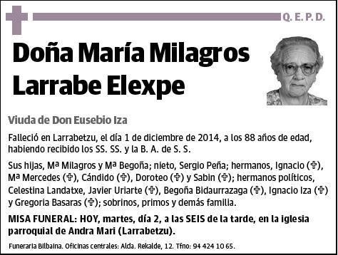 LARRABE ELEXPE,MARIA MILAGROS