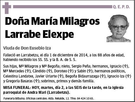 LARRABE ELEXPE,MARIA MILAGROS