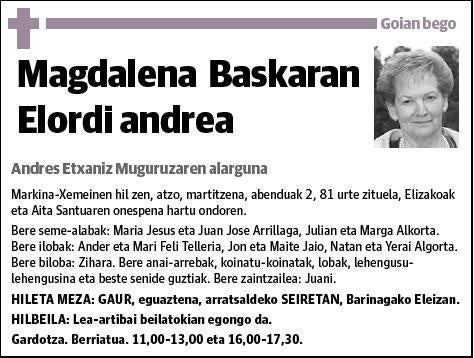 BASKARAN ELORDI,MAGDALENA