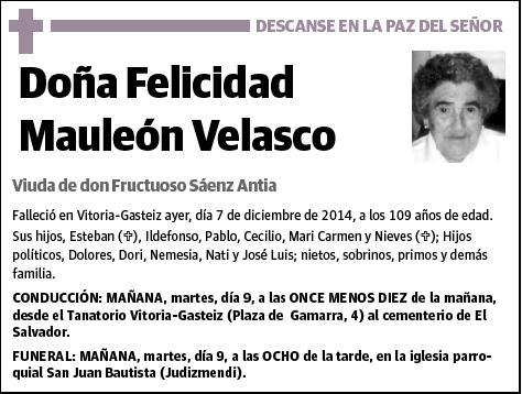 MAULEON VELASCO,FELICIDAD