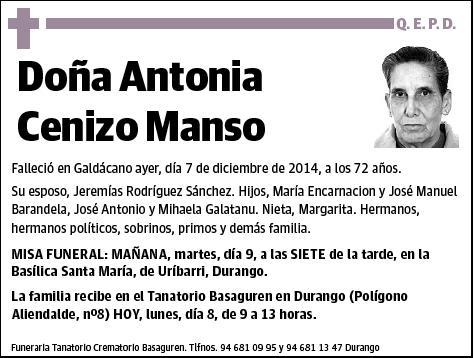 CENIZO MANSO,ANTONIA