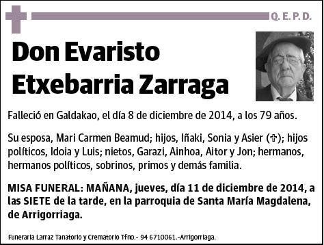 ETXEBARRIA ZARRAGA,EVARISTO