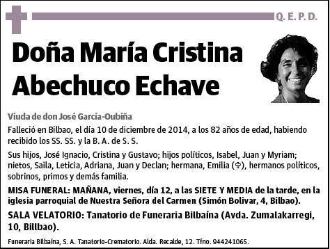 ABECHUCO ECHAVE,MARIA CRISTINA