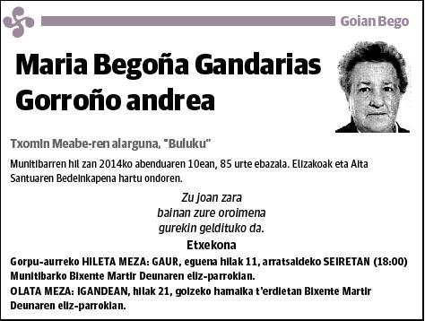 GANDARIAS GORROÑO,MARIA BEGOÑA