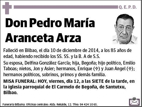 ARANCETA ARZA,PEDRO MARÍA