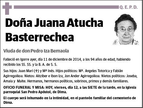 ATUCHA BASTERRECHEA,JUANA