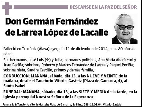 FERNANDEZ DE LARREA LOPEZ DE LACALLE,GERMAN