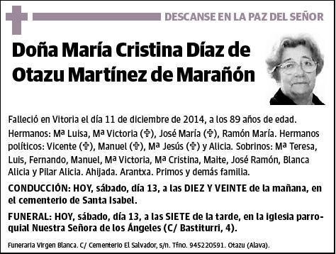 DIAZ DE OTAZU MARTINEZ DE MARAÑON,MARIA CRISTINA