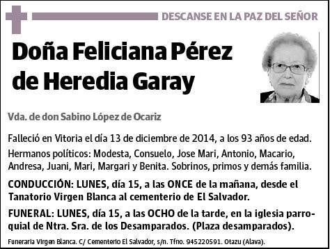 PEREZ DE HEREDIA GARAY,FELICIANA