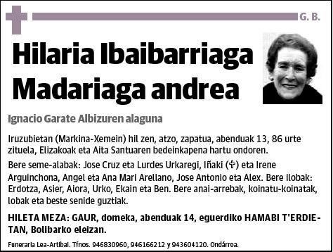 IBAIBARRIAGA MADARIAGA,HILARIA