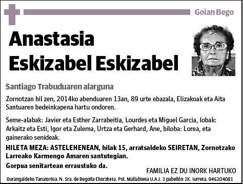 ESKIZABEL ESKIZABEL,ANASTASIA