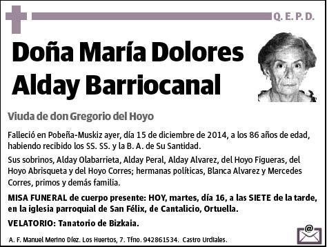 ALDAY BARRIOCANAL,MARIA DOLORES