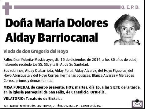 ALDAY BARRIOCANAL,MARIA DOLORES