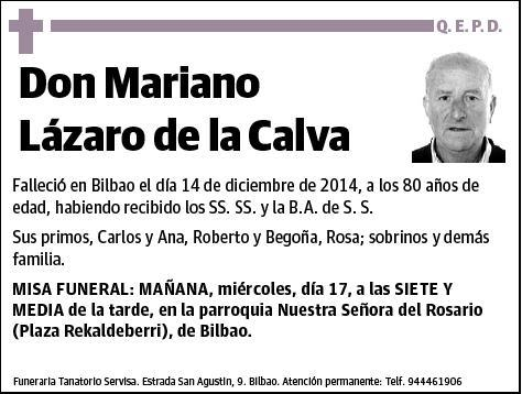 LAZARO DE LA CALVA,MARIANO