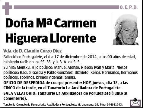 HIGUERA LLORENTE,Mª CARMEN