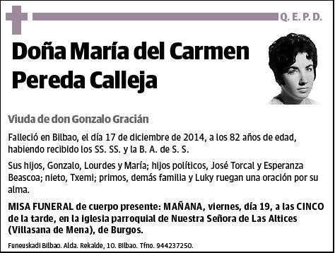 PEREDA CALLEJA,MARIA DEL CARMEN