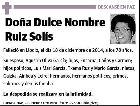 RUIZ SOLIS,DULCE NOMBRE