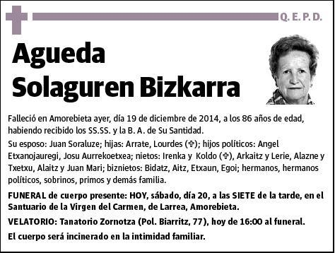 SOLAGUREN BIZKARRA,AGUEDA