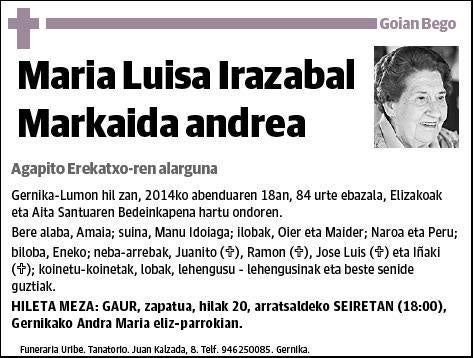 IRAZABAL MARKAIDA,MARIA LUISA