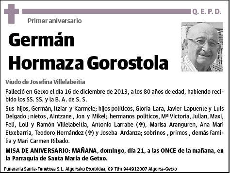 HORMAZA GOROSTOLA,GERMÁN