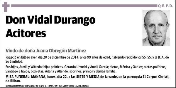 DURANGO ACITORES,VIDAL