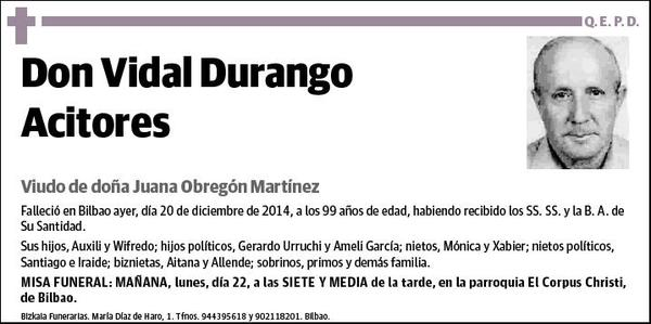 DURANGO ACITORES,VIDAL