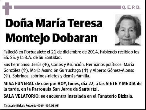 MONTEJO DOBARAN,MARIA TERESA