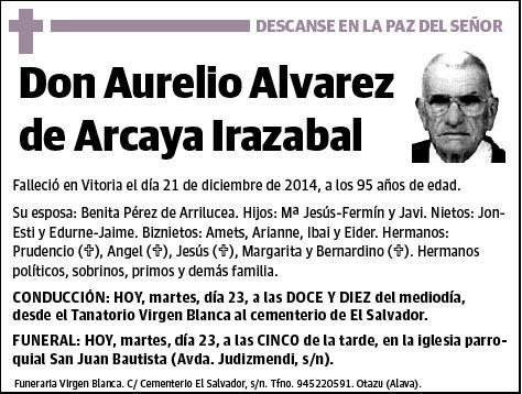 ALVAREZ DE ARCAYA IRAZABAL,AURELIO