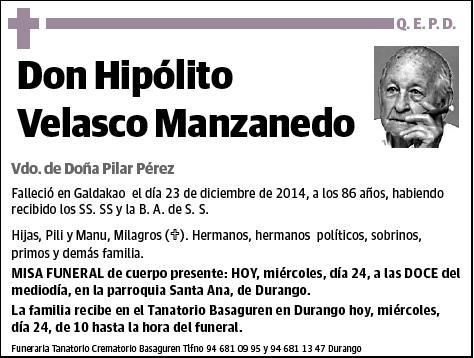 VELASCO MANZANEDO,HIPOLITO