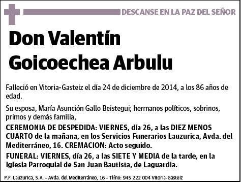 GOICOECHEA ARBULU,VALENTIN