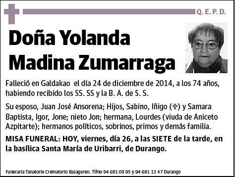 MADINA ZUMARRAGA,YOLANDA