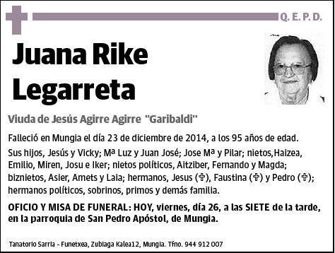 RIKE LEGARRETA,JUANA