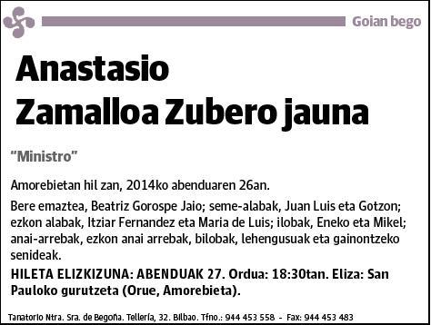 ZAMALLOA ZUBERO,ANASTASIO