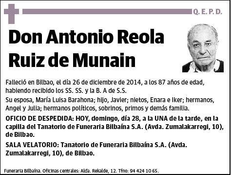 REOLA RUIZ DE MUNAIN,ANTONIO