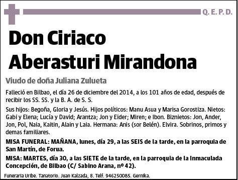 ABERASTURI MIRANDONA,CIRIACO