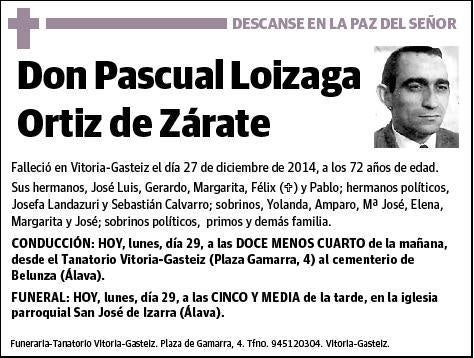 LOIZAGA ORTIZ DE ZARATE,PASCUAL