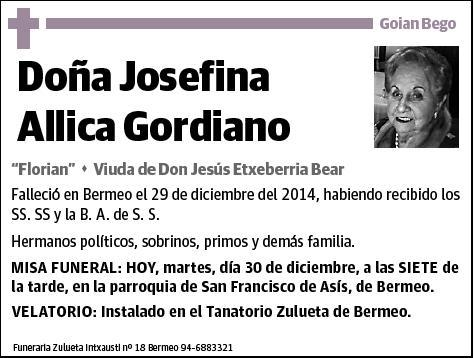 ALLICA GORDIANO,JOSEFINA