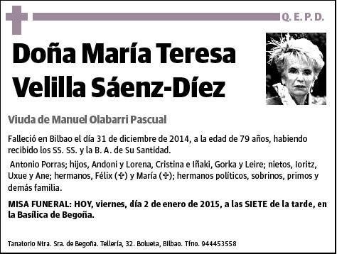 VELILLA SAENZ- DIEZ,MARIA TERESA