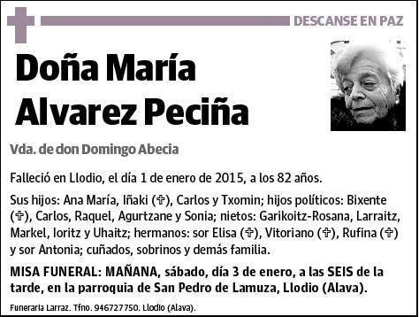 ALVAREZ PECIÑA,MARIA