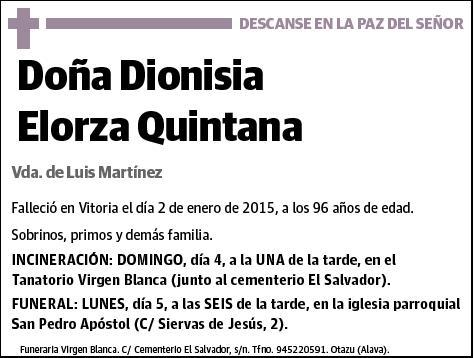 ELORZA QUINTANA,DIONISIA