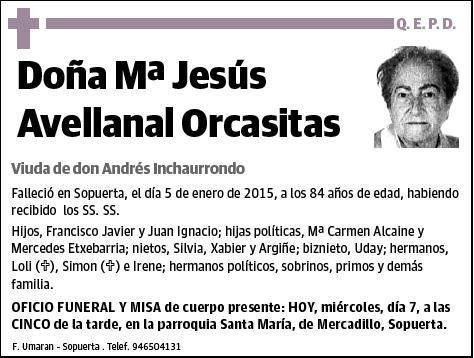 AVELLANAL ORCASITAS,Mª JESUS