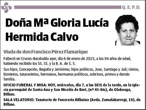 HERMIDA CALVO,Mª GLORIA LUCIA