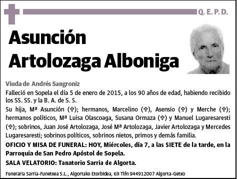 ARTOLOZAGA ALBONIGA,ASUNCION