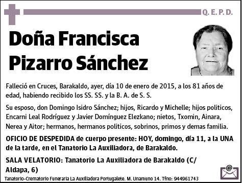 PIZARRO SANCHEZ,FRANCISCA