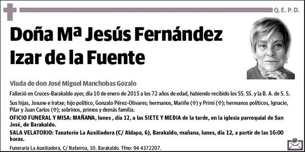 FERNANDEZ IZAR DE LA FUENTE,Mª JESUS