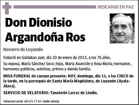 ARGANDOÑA ROS,DIONISIO