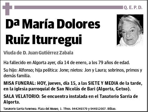 RUIZ ITURREGUI,MARIA DOLORES