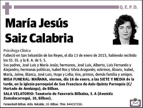 SAIZ CALABRIA,MARIA JESUS